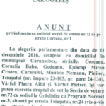 Anunt privind mutarea sectiei de votare nr. 72