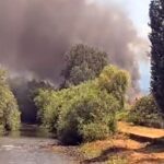 Autovehicule casate şi cabluri, făcute scrum la un depozit din Caransebeş